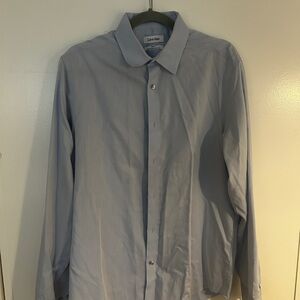 Calvin Klein Blue Dress Shirt Elegant Business Attire